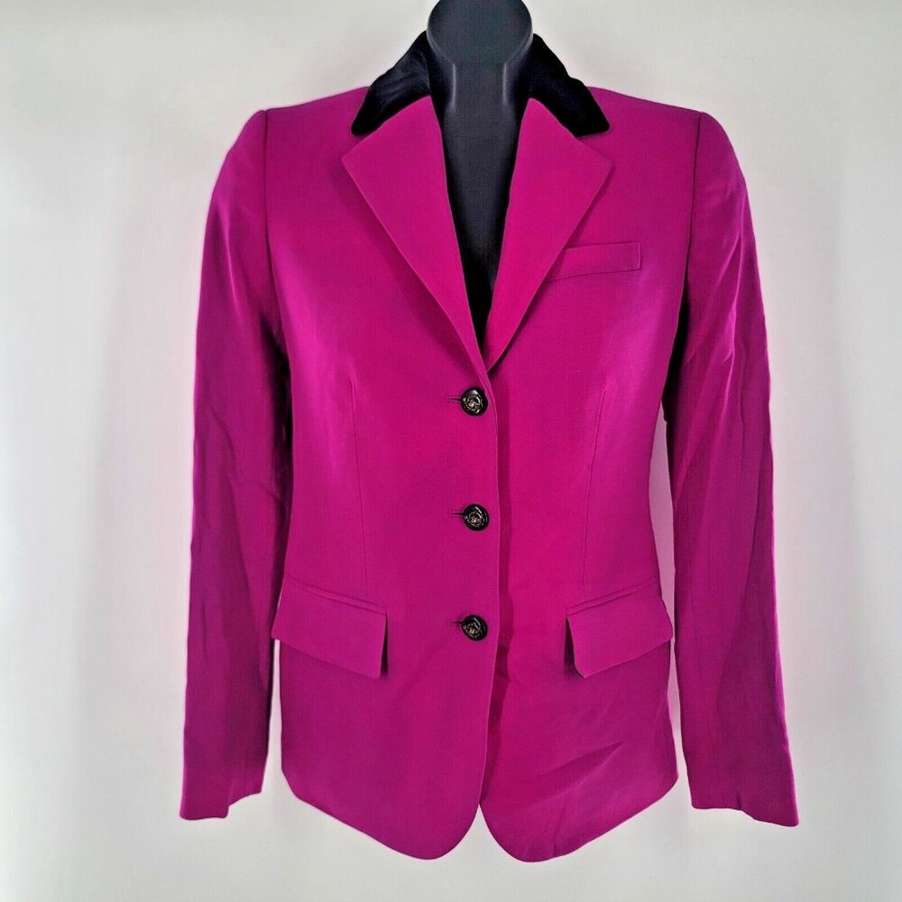 Lauren Ralph Lauren Blazer Jacket Size 0 Pink Black Velvet Collar